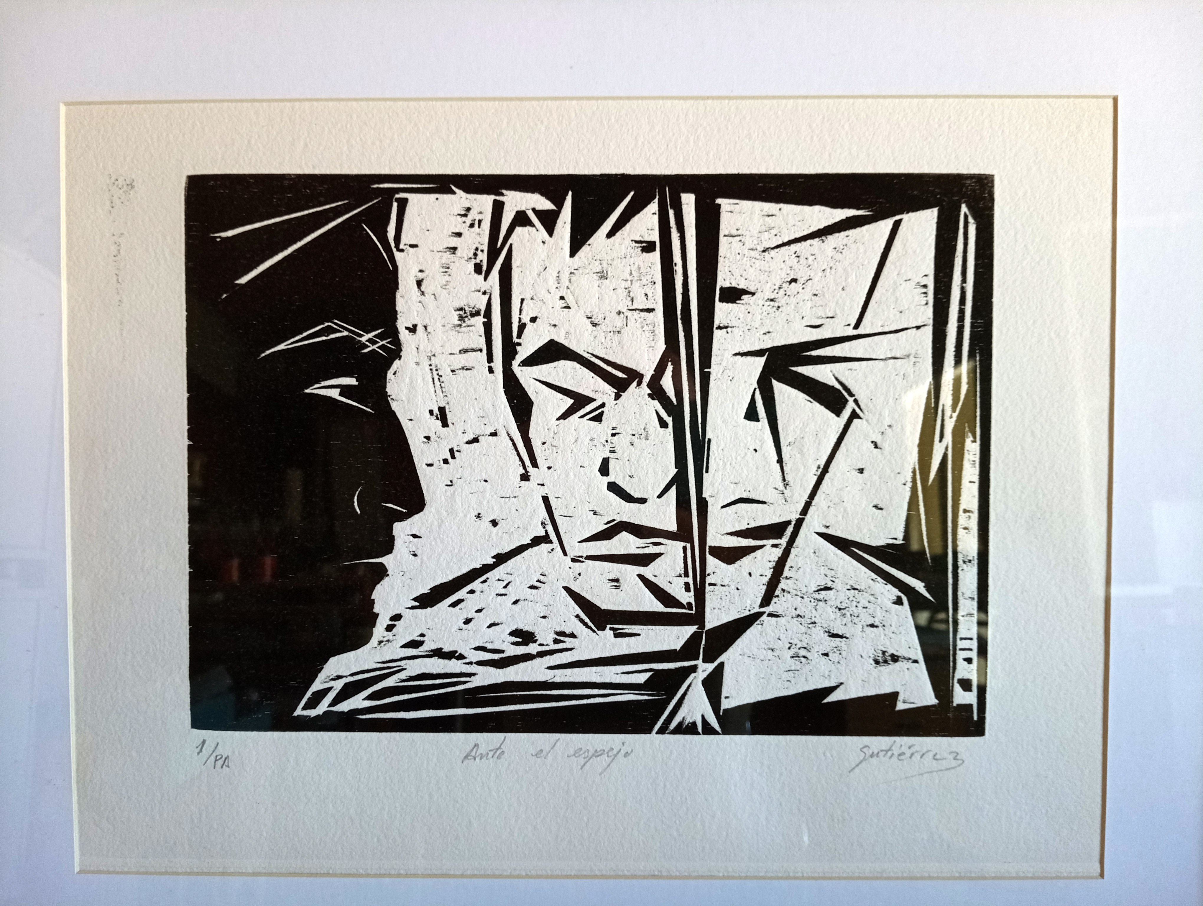 Ante el espejo Xilografía Juan Manuel Gutiérrez