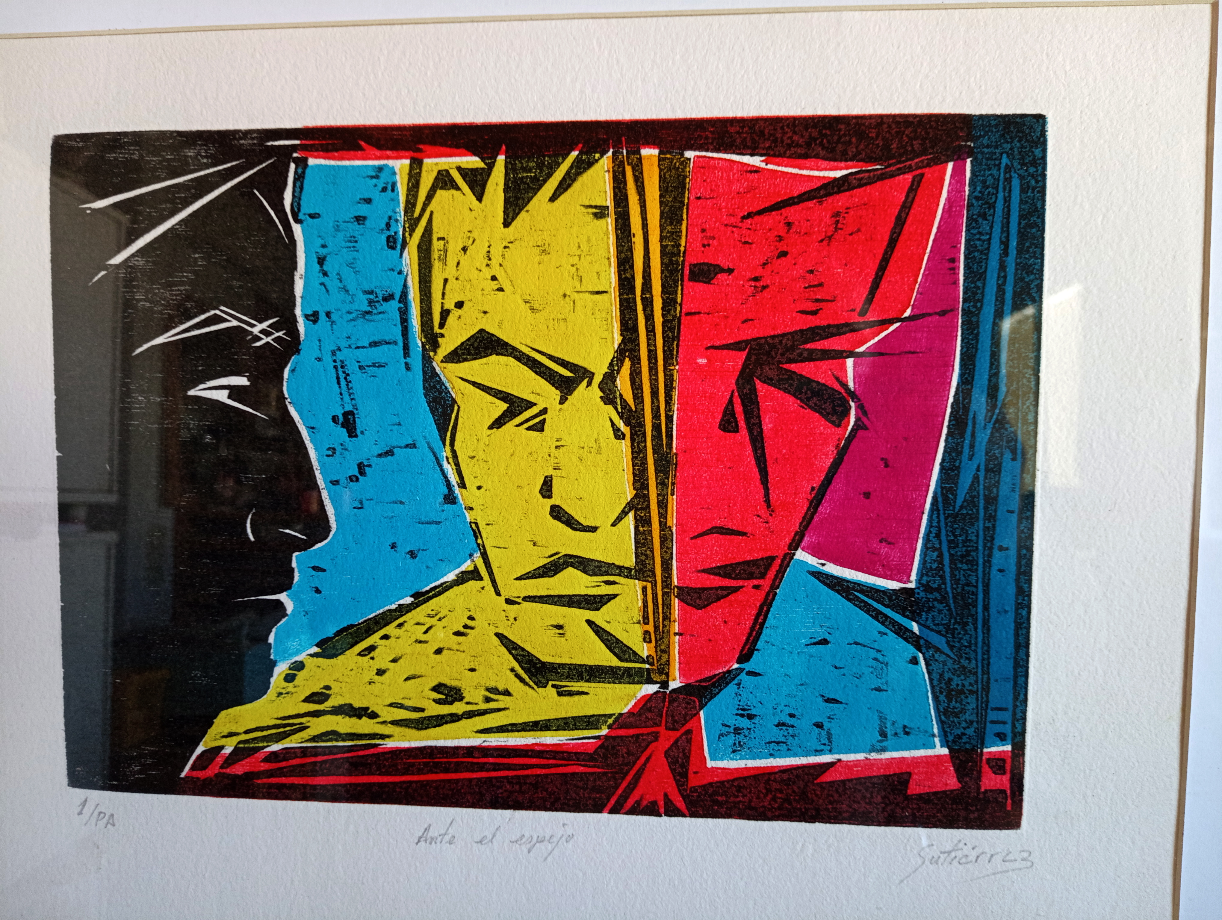 Ante el espejo Xilografía en color Juan Manuel Gutiérrez