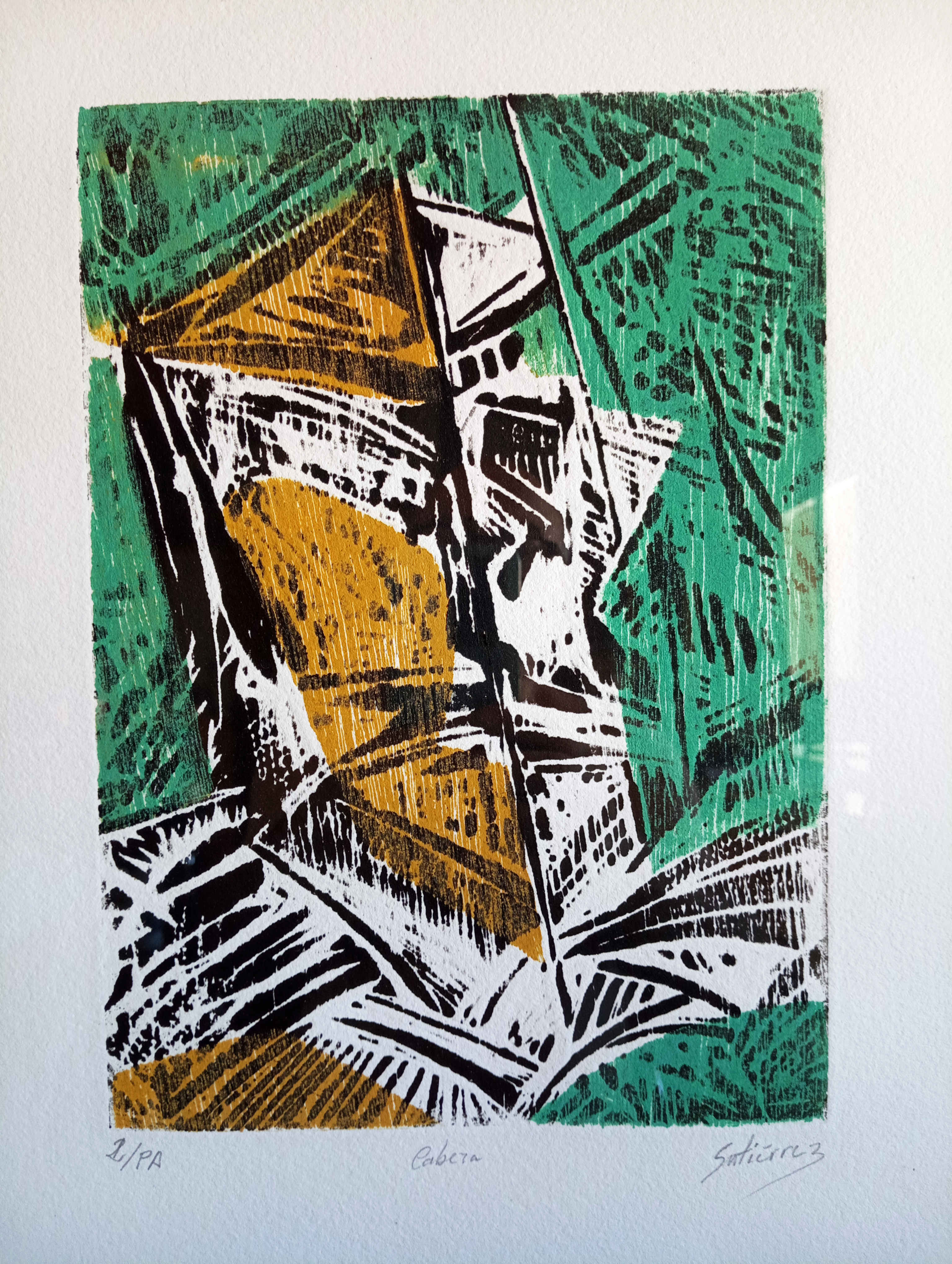 Cabeza Xilografía en color Juan Manuel Gutiérrez